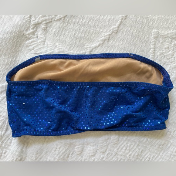 2 pc. Set Jumpsuit + Bandeau Belted Sequin Dance Costume Zip Front Children’s L - Picture 7 of 14